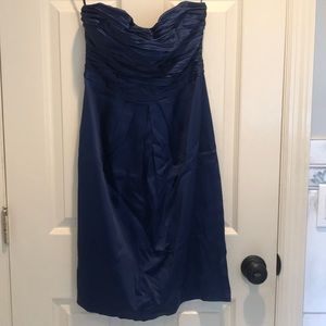 Jones New York Blue Satin Strapless Cocktail Dress